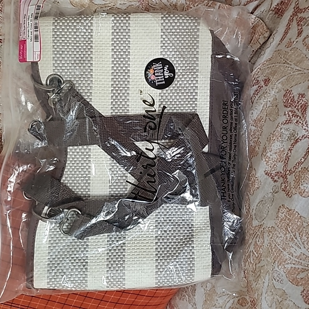 Thirty-one Canvas Crew Mini Taupe Straw Stripe